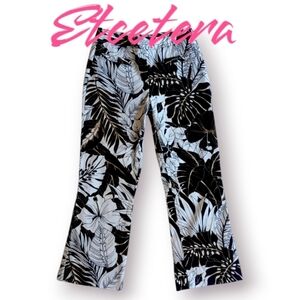 Etcetera Pants Capri Palm Leaves Hibiscus